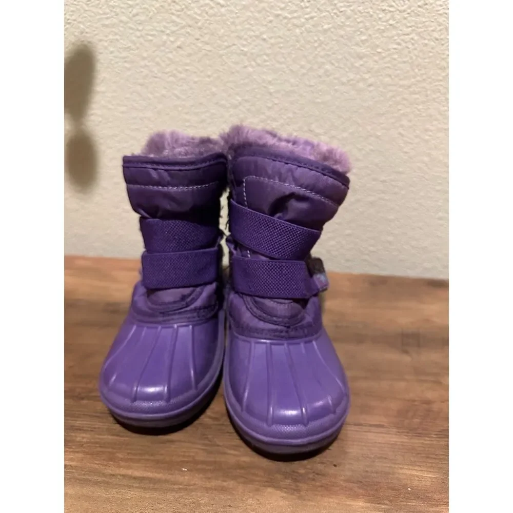 Purple Toddler Snow Boots with Adjustable Straps Size 7/8